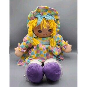 Sweetie Mine 1995 Soft Rag Doll Colorful Plaid Dress